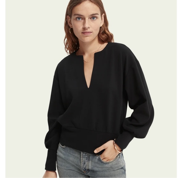 Scotch & Soda Tops - Scotch & Soda Good Luck Charm Voluminous Sleeves Soft Sweatshirt in Black Sz S